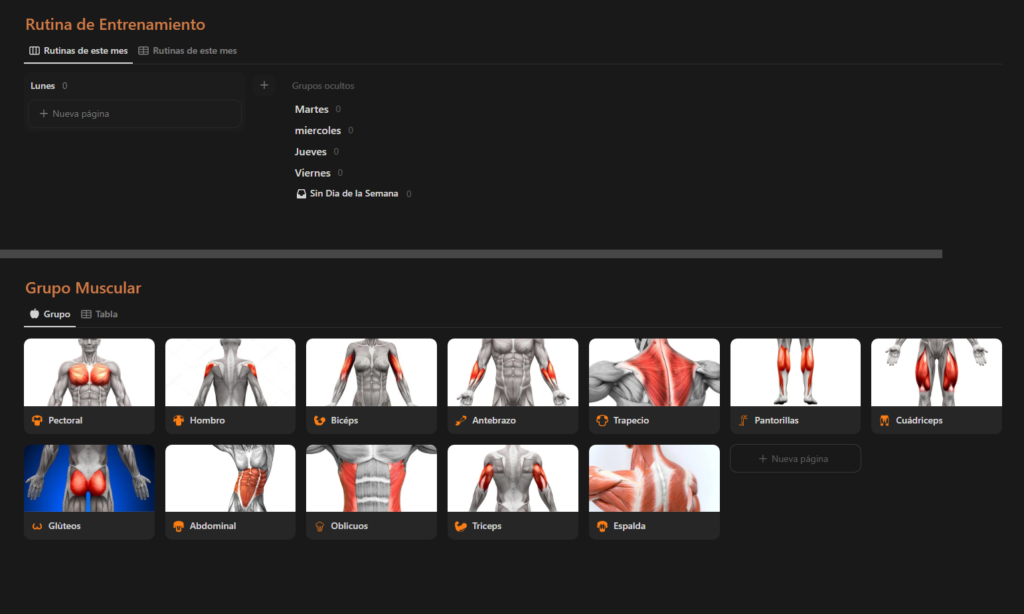 Plantilla para planificar y organizar tu entrenamiento con Notion